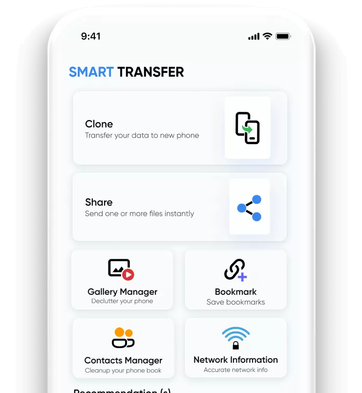 Mobile app to clone, share, and declutter phone storage for better data management